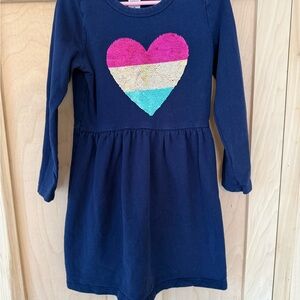Valentines Navy Blue Kids Dress with Heart Design